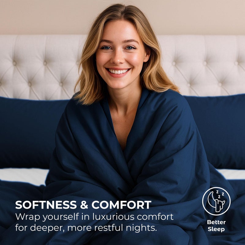 Pure Bedding Bed Sheets - King Sheet Set [4-Piece, Navy] - Hotel Luxury 1800 Brushed Microfiber - Soft and Breathable - Deep Pocket Fitted Sheet, Flat Sheet, Pillow Cases - Image 4
